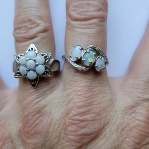 2 opal and silver rings